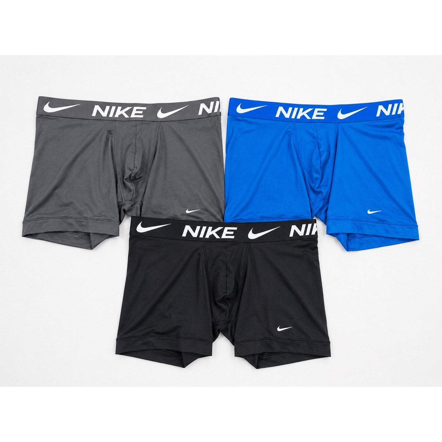 Nike Essential Micro Dri-FIT Boxer Brief 3-Pack in Black Blue Gray — Size Large