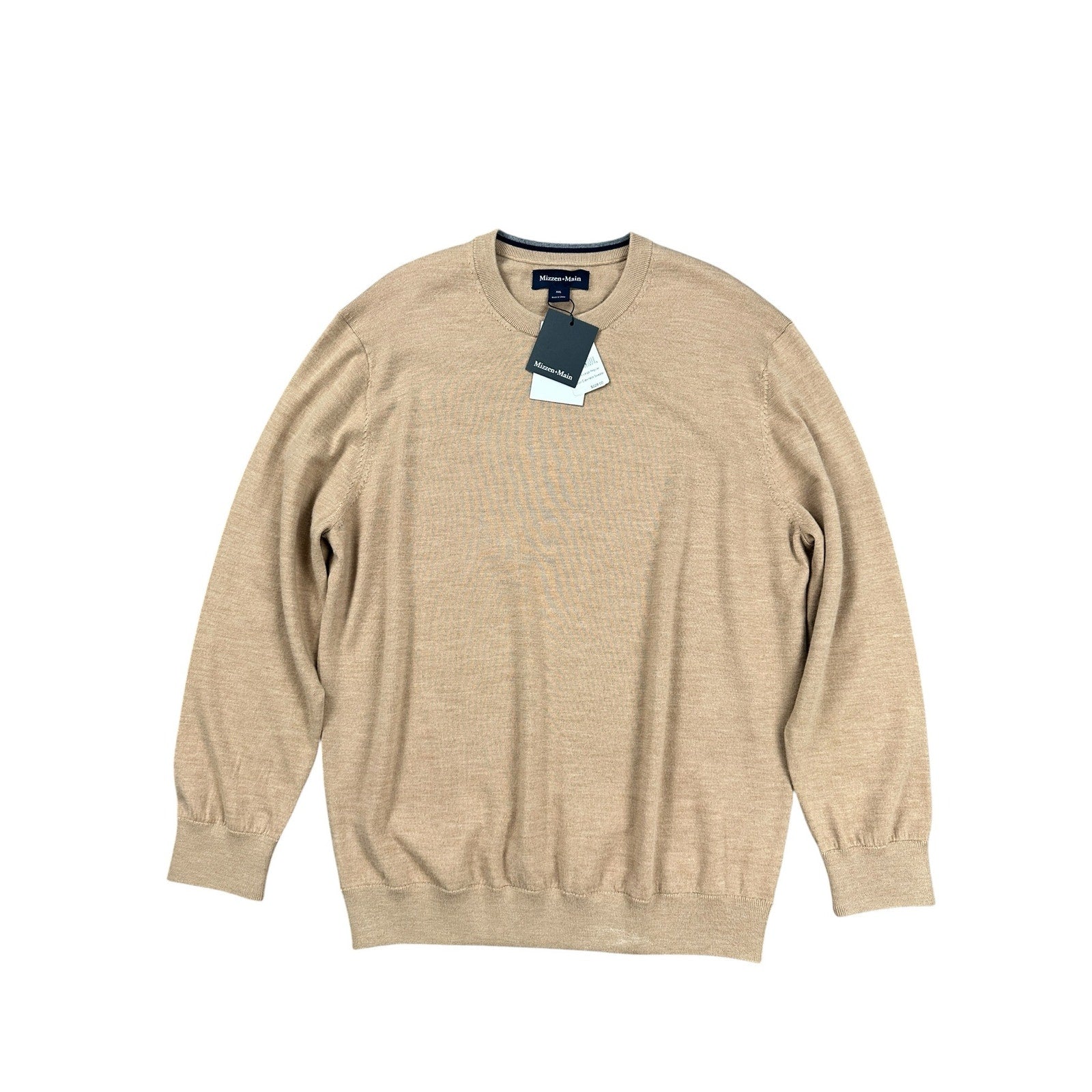 Mizzen+Main Preston Crewneck Sweater in Medium Beige — Size 2XL