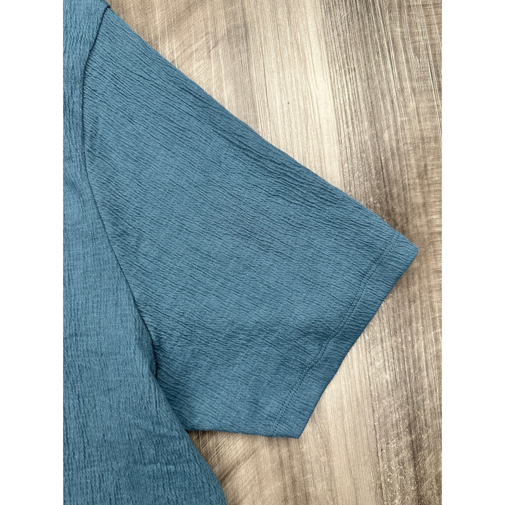 Robert Barakett Basil Road Short Sleeve Open Collar Polo in Ocean View — Size 2XL
