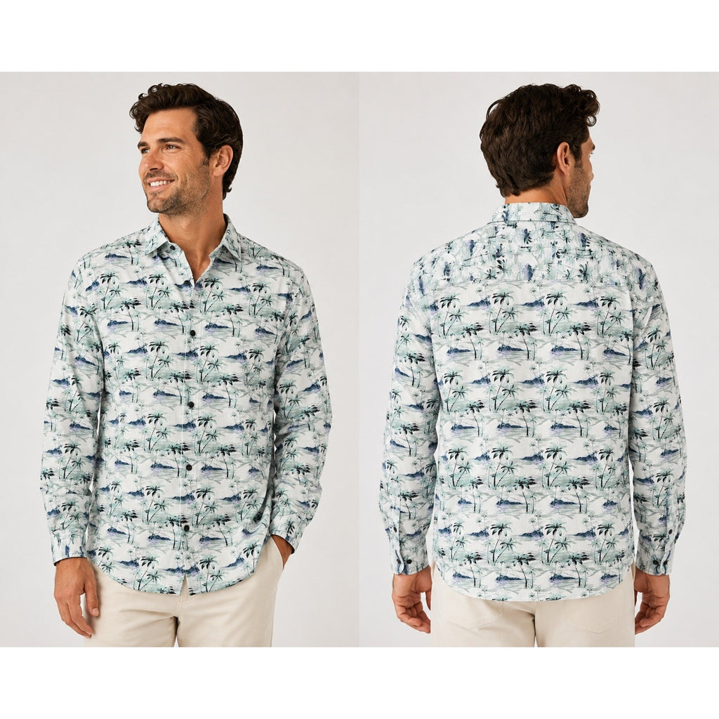 Tommy Bahama Bahama Coast Oceanic Oasis Long Sleeve Shirt in Lapland Green — Size 3XL