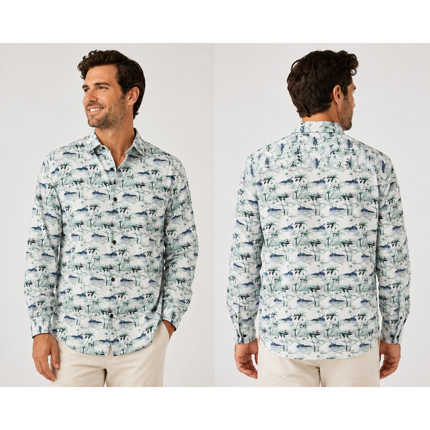 Tommy Bahama Bahama Coast Oceanic Oasis Long Sleeve Shirt in Lapland Green — Size 3XL