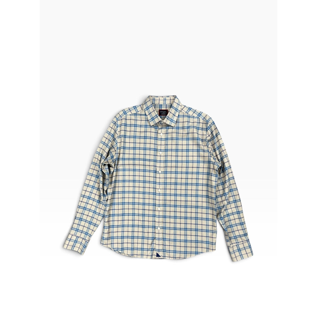 UNTUCKit Avesso Slim Fit Wrinkle Free Flannel Plaid Long Sleeve Shirt in Tan, Blue, Black, Pink — Size Large // Preowned