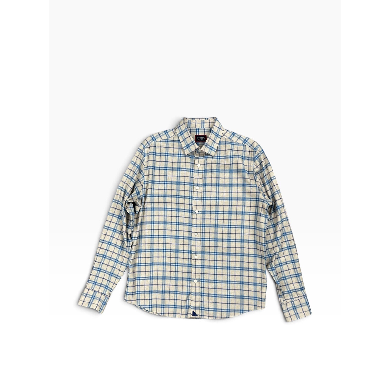 UNTUCKit Avesso Slim Fit Wrinkle Free Flannel Plaid Long Sleeve Shirt in Tan, Blue, Black, Pink — Size Large // Preowned