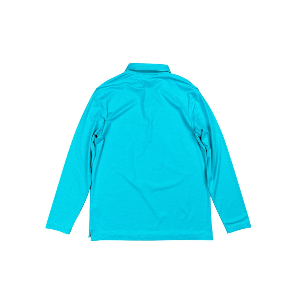 G/FORE Melange Ice Nylon Long Sleeve Polo in Siren Melange — Size Medium