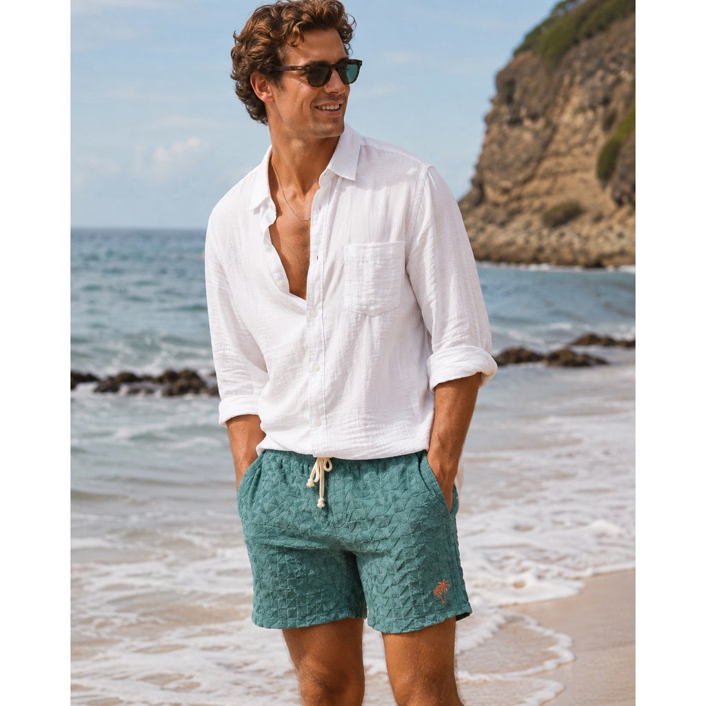 Marine Layer Towel Terry 6" Shorts in North Atlantic Green — Size Large