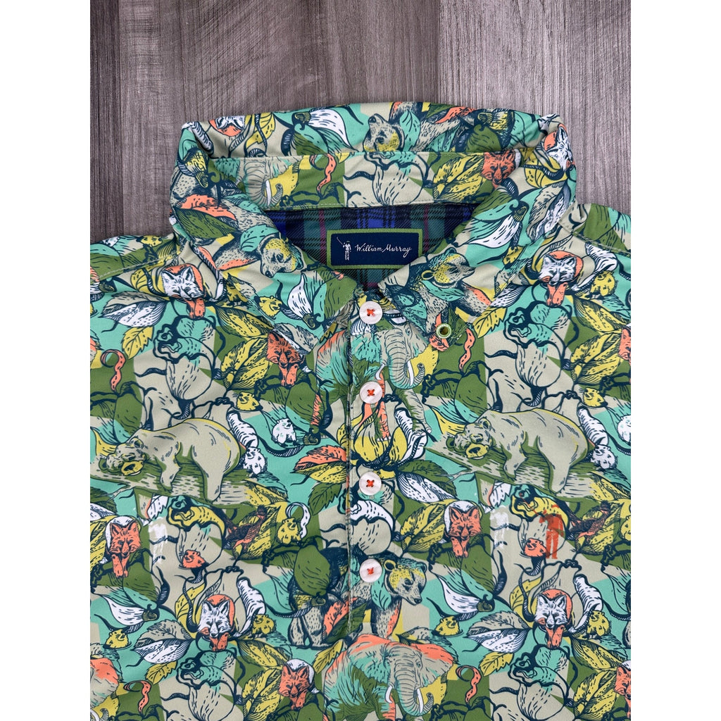 William Murray It's Like A Jungle Golf Polo in Green, Yellow, Orange, Gray, White — Size Small // Preowned