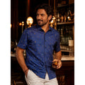 Robert Graham Good-Night Cocktail Classic Fit Short Sleeve Shirt in Navy — Size Medium