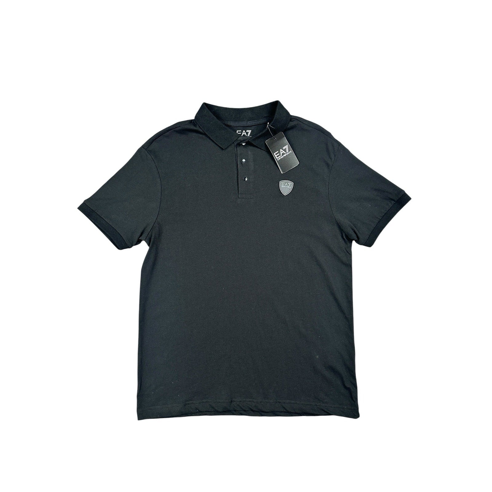 Emporio Armani EA7 Core Shield Collection Polo Shirt in Black — Size Medium
