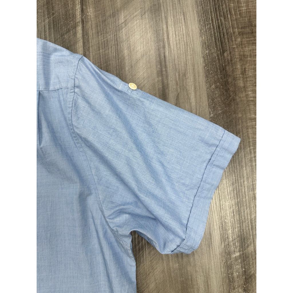 Fred Perry Slim Fit Short Sleeve Button Down in Blue — Size XL // Preowned