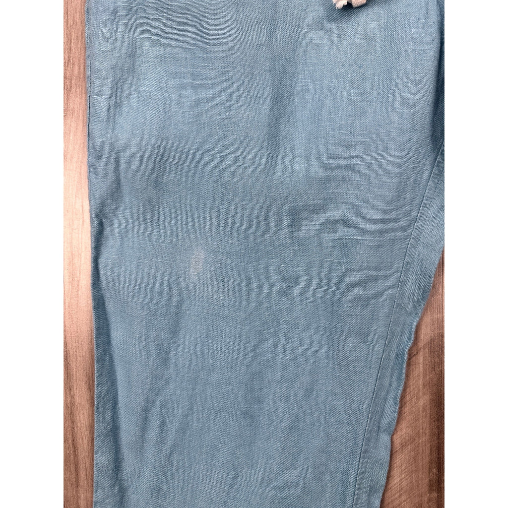 Alex Crane Bo Drawstring Linen Pants in Blue — Size Medium