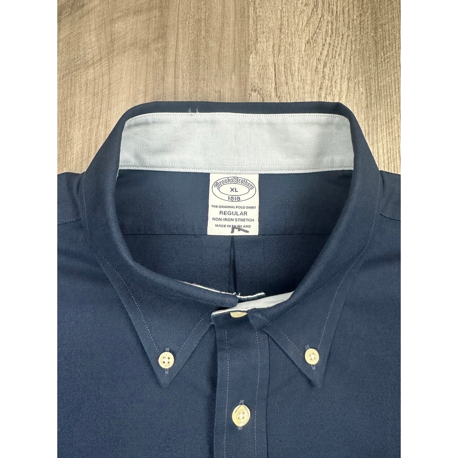 Brooks Brothers Non-Iron Stretch Oxford Cotton Regular Fit Sport Shirt in Navy — Size XL // Preowned