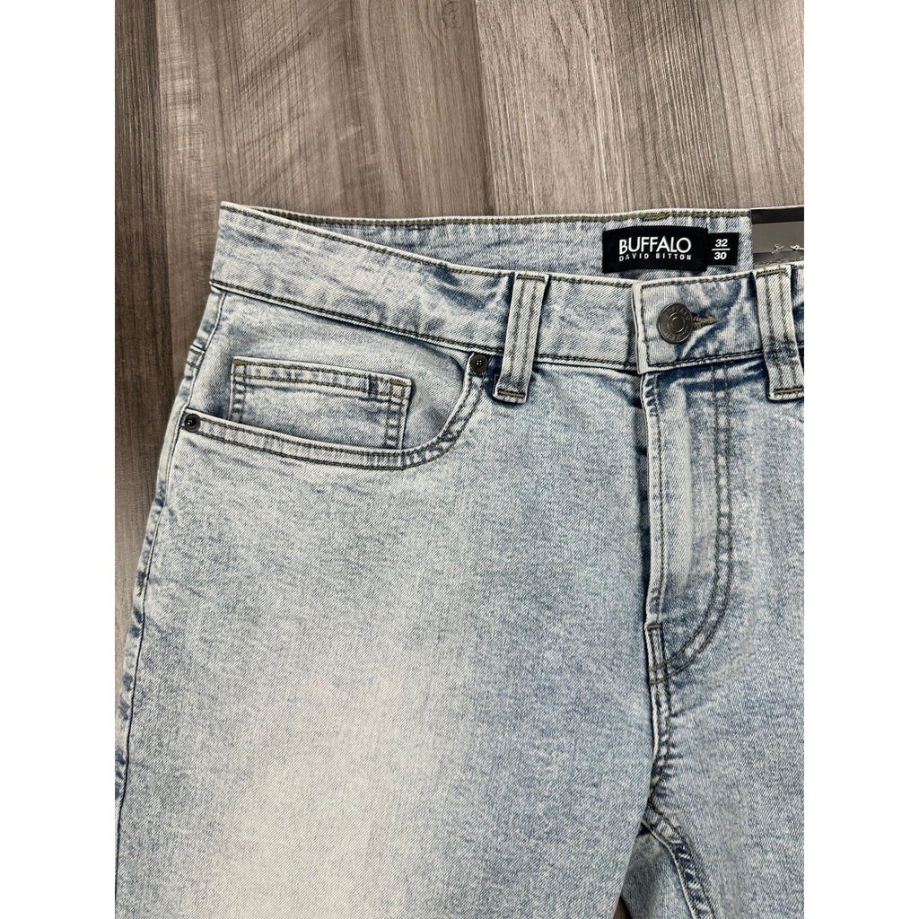 Buffalo David Bitton Ash Slim Fit Stretch Jean in Bleached and Blasted — Size 32x30