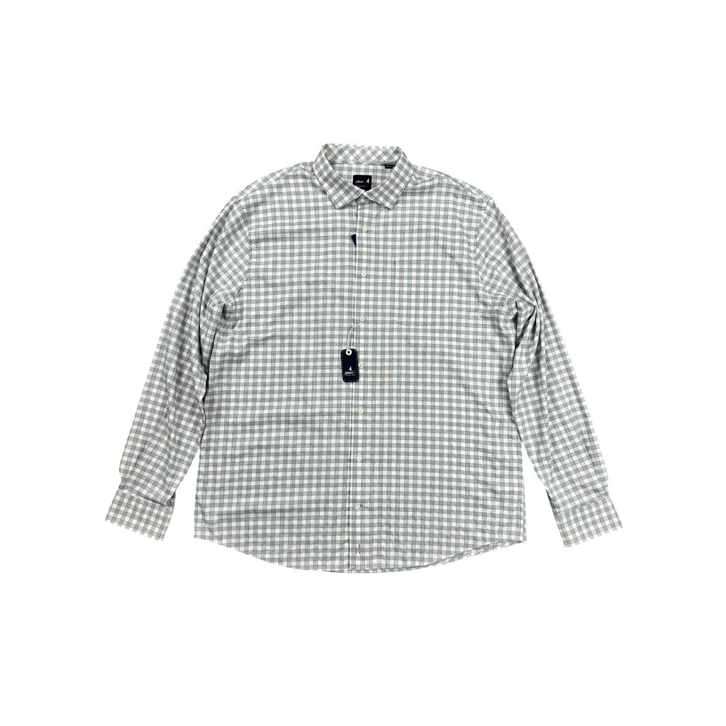 Johnnie-O Allworth Performance Checkered Long Sleeve Button Down in Light Gray — Size XL