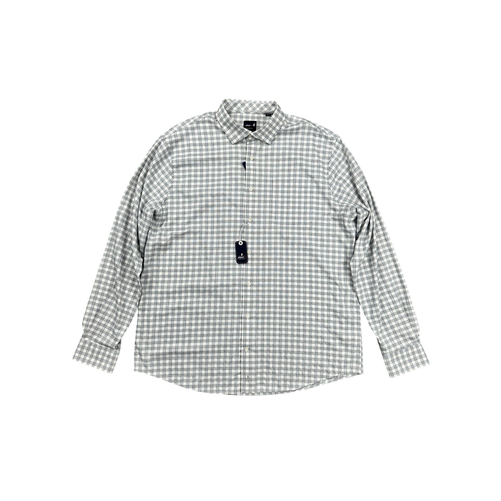 Johnnie-O Allworth Performance Checkered Long Sleeve Button Down in Light Gray — Size XL