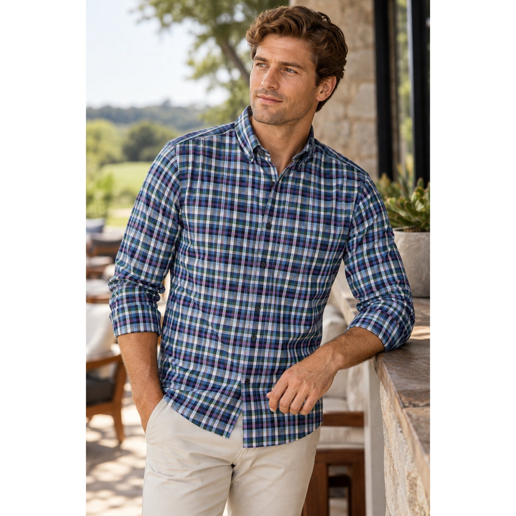 Mizzen+Main Leeward Collection Performance Plaid Trim Fit Long Sleeve Shirt — Size XL // Preowned
