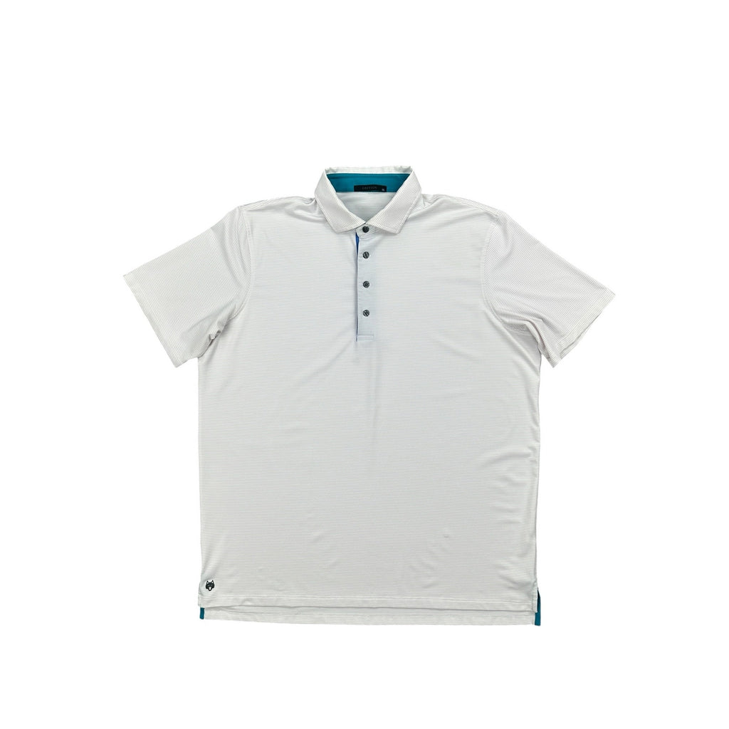Greyson Quogue Performance Striped Golf Polo in Light Pink, White — Size XL // Preowned