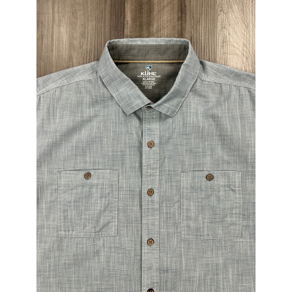 Kuhl Karib Short Sleeve Button Down in Blue Gray and White — Size XL // Preowned