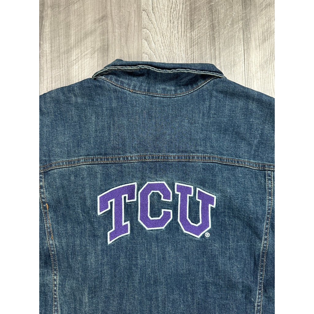 Wrangler Retro TCU Horned Frogs Unlined Stretch Denim Jacket — Size 2XL