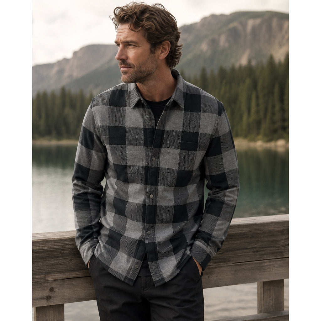 Lululemon Mason's Peak Soft Flannel Overshirt in Gray, Black — Size XL // Preowned