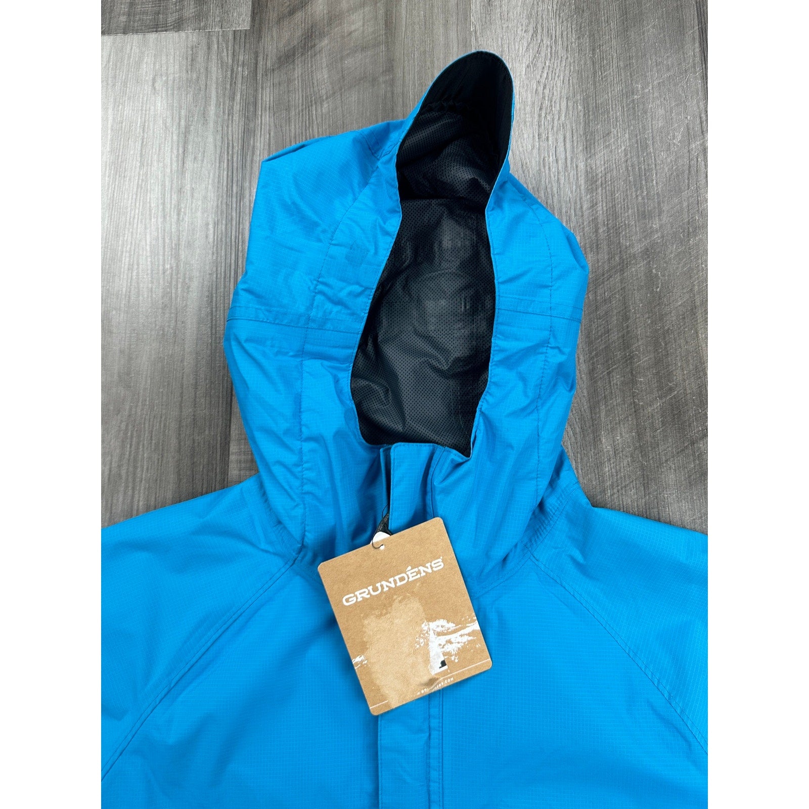 Grundens Trident Ripstop Hooded Jacket in Coastal Blue — Size Medium