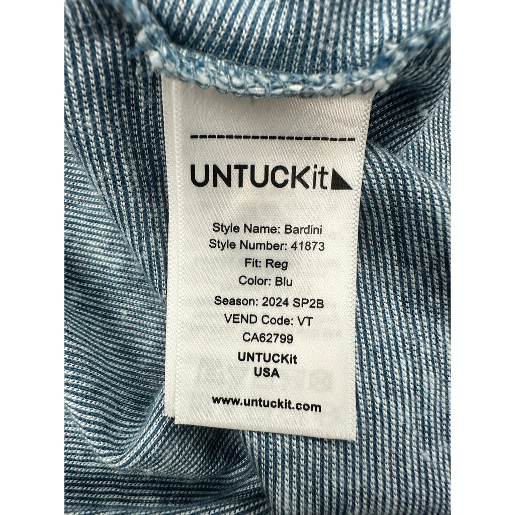 UNTUCKit Bardini Linen Blend Micro Stripe Regular Fit Polo — Size Medium // Preowned