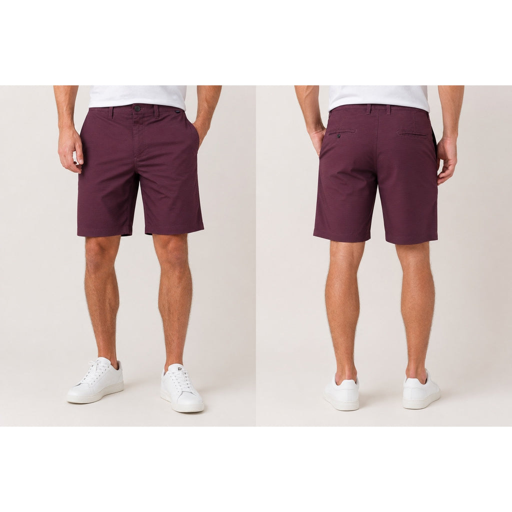Travis Mathew Striped Golf Shorts in Maroon Black — Size 38 // Preowned