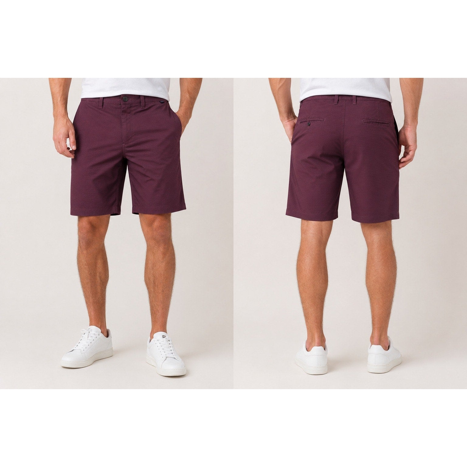Travis Mathew Striped Golf Shorts in Maroon Black — Size 38 // Preowned