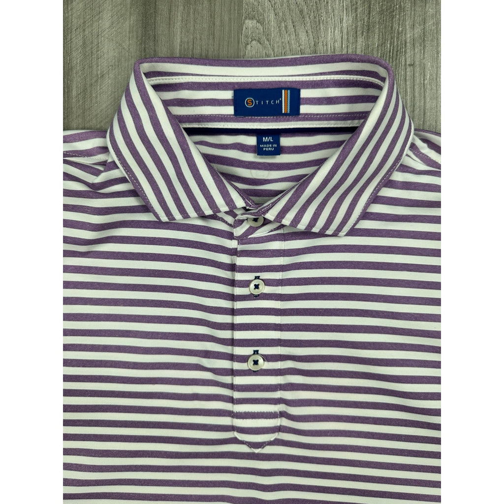 Stitch Damon Striped Performance Golf Polo — Size M/L // Preowned