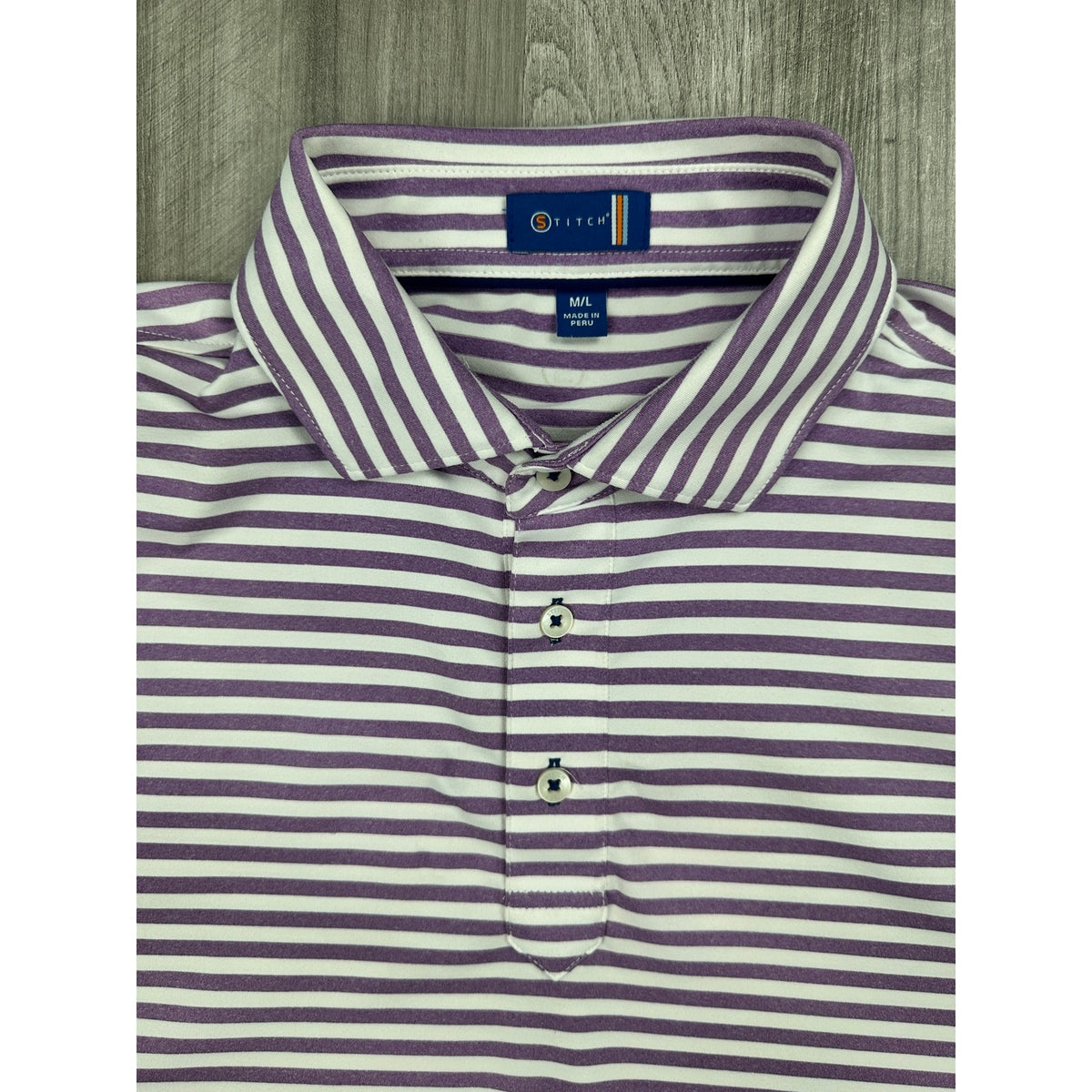 Stitch Damon Striped Performance Golf Polo — Size M/L // Preowned