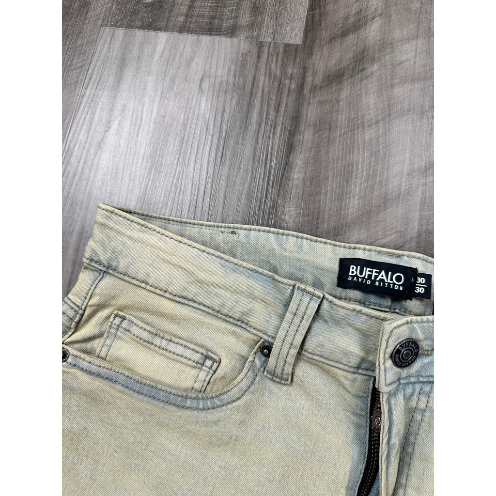 Buffalo David Bitton Ash Slim Stretch Jean in Dirty Blasted Wash — Size 30x30