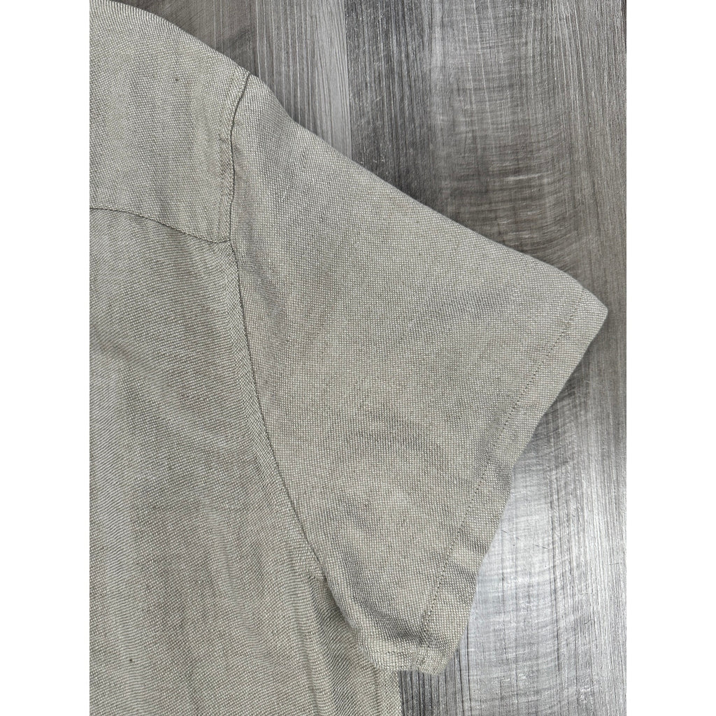 Psycho Bunny Windcrest Linen Blend Short Sleeve Button Down in Jute — Size 3XL