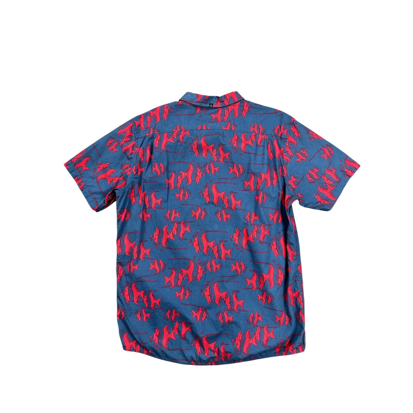 Vissla Deep Seas Short Sleeve Button Down in Dark Blue Gray Red — Size XL // Preowned