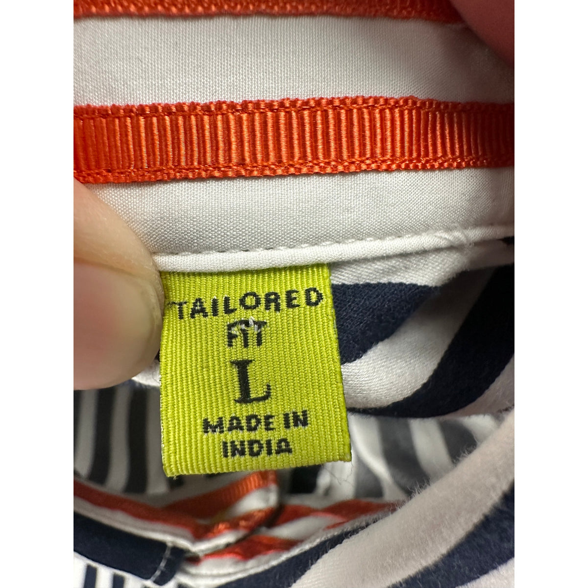 Robert Graham X Collection Tailored Fit Bengal Stripe Long Sleeve Shirt — Size Large // Preowned