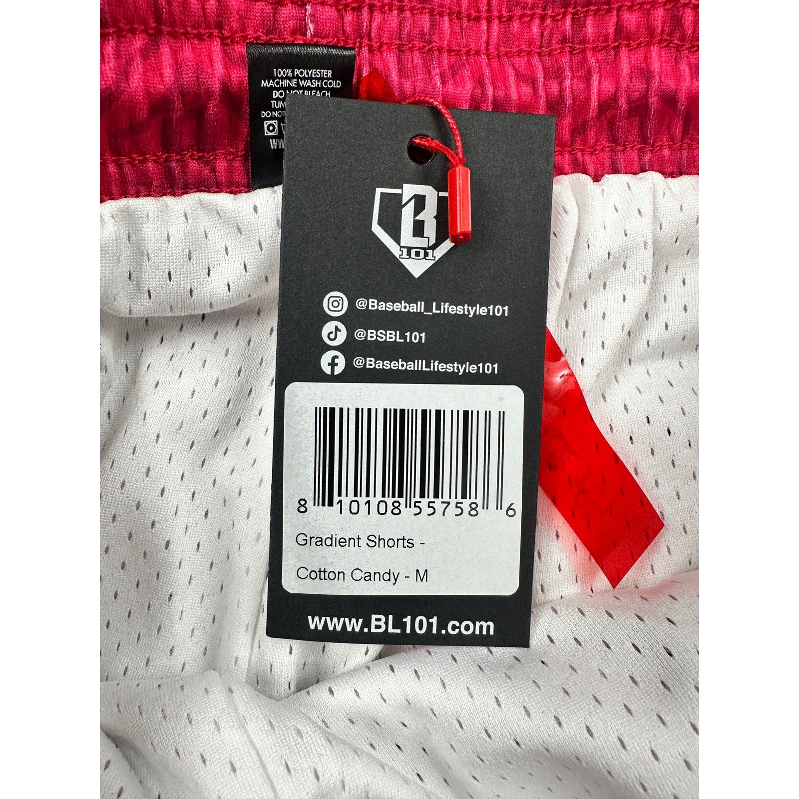 Baseball Lifestyle 101 Gradient Mesh Athletic Shorts in Cotton Candy — Size Medium