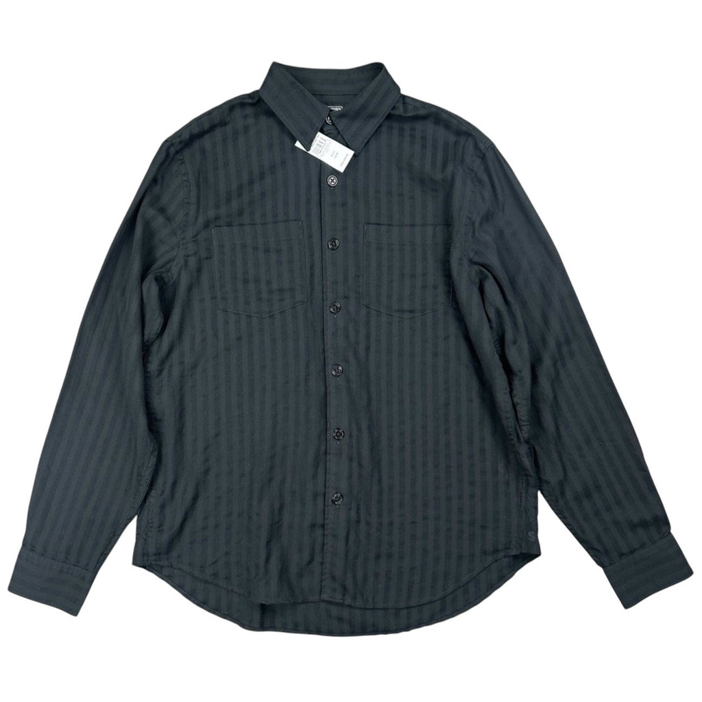 Todd Snyder Jacquard Two Pocket Point Collar Black Long Sleeve Button Down - Med