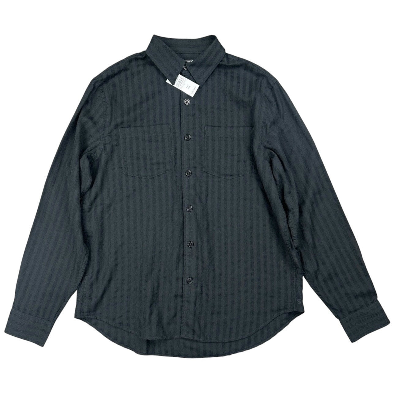 Todd Snyder Jacquard Two Pocket Point Collar Black Long Sleeve Button Down - Med