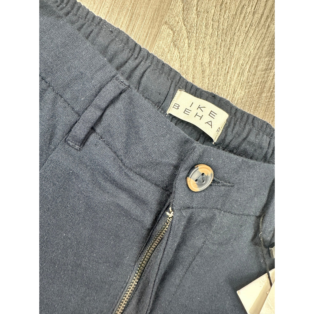 Ike Behar Unstructured Suit in Dark Navy Cotton Linen Spandex — Size Medium