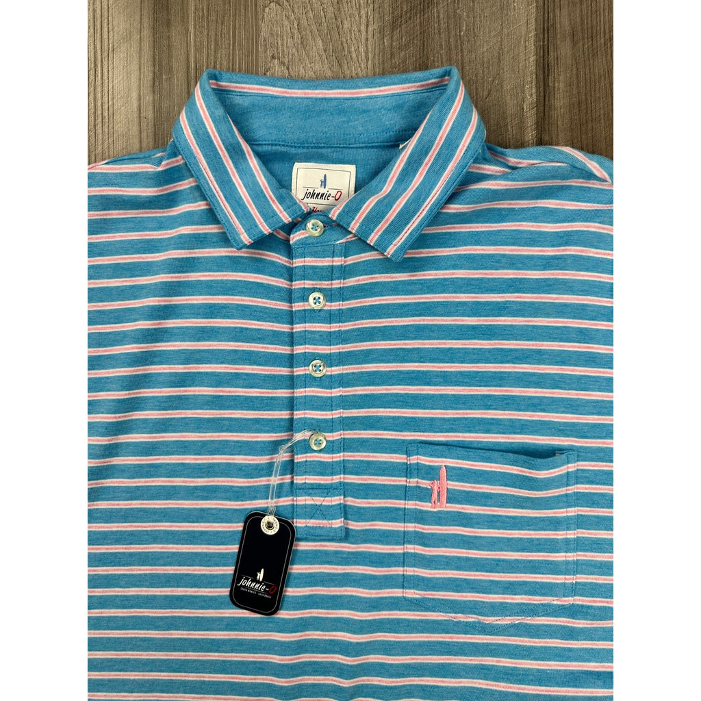 Johnnie-O Matthis Original 4 Button Striped Polo in Maya — Size Medium