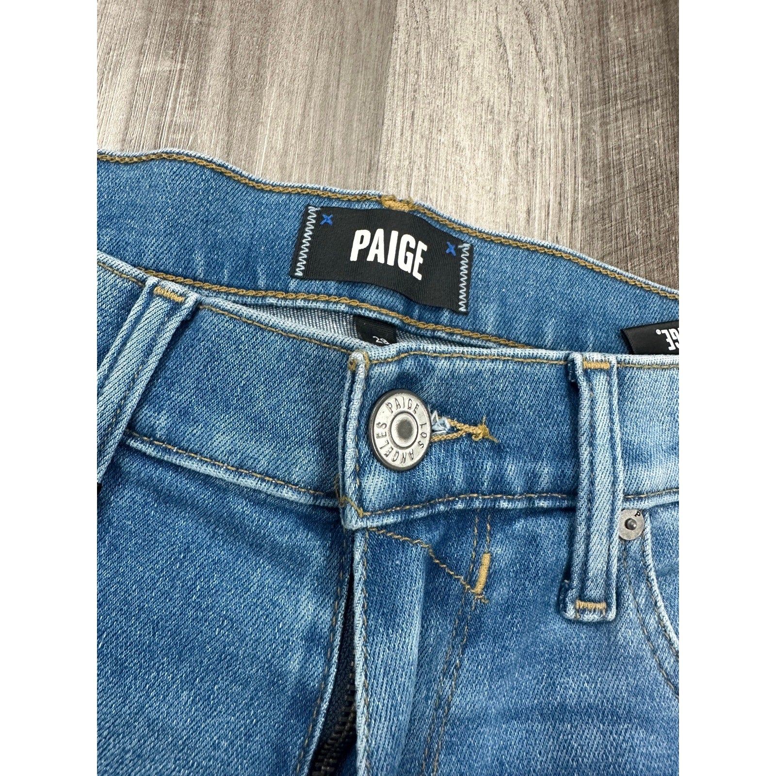 Paige Transcend Vintage Federal Nielson Slim Straight Jean in Nielson Blue — Size 29