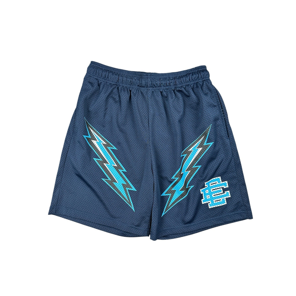 Eric Emanuel Bolt Mesh Gym Shorts in Navy, Blue and White — Size XL // Preowned