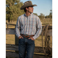 Ariat Pro Series Plaid Long Sleeve Button Down Shirt in White Light Blue Red Blue Charcoal Yellow and Coral — Size XL // Preowned