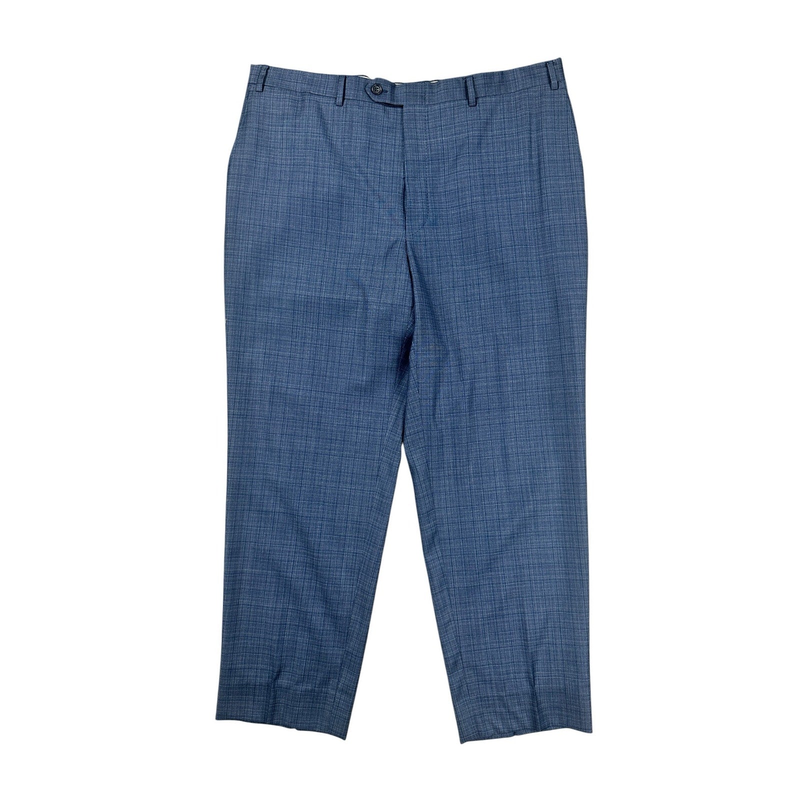 Canali Wool Plaid Dress Pants in Navy Gray Pinstripe — Size 38 // Preowned