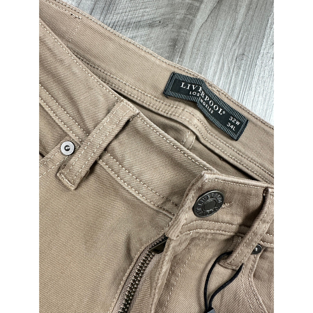 Liverpool Los Angeles Kingston Modern Straight Stretch Jean in Taupe — Size 32x34