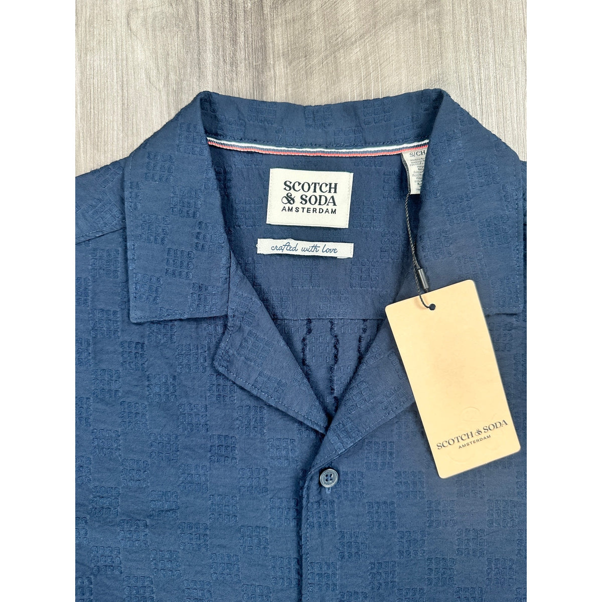 Scotch & Soda Sky Captain Solid Short Sleeve Button Down Camp Shirt — Size Small