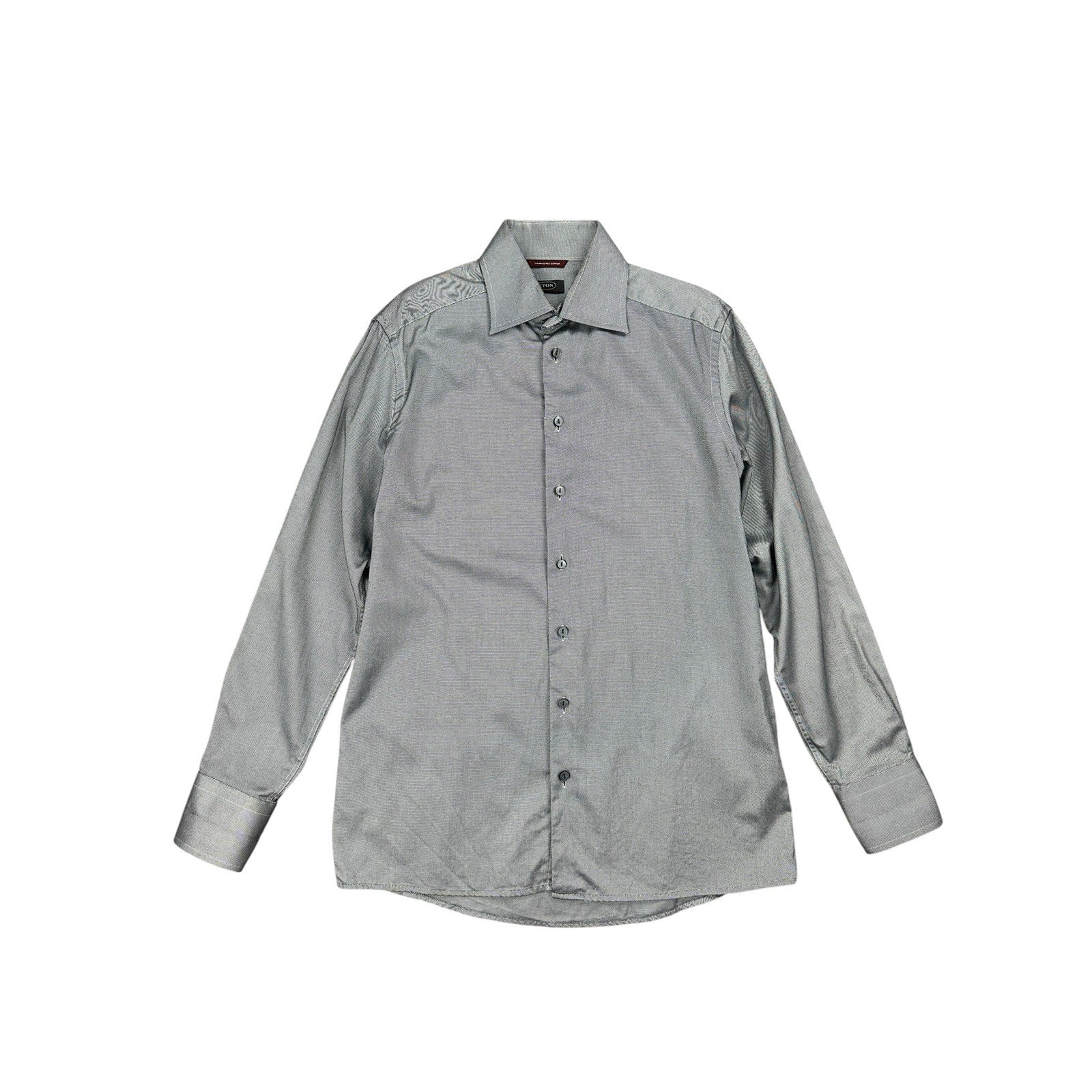 Eton Twill Weave Wrinkle Free Long Sleeve Button Down in Gray, Black — Size 16/41 (Large) // Preowned