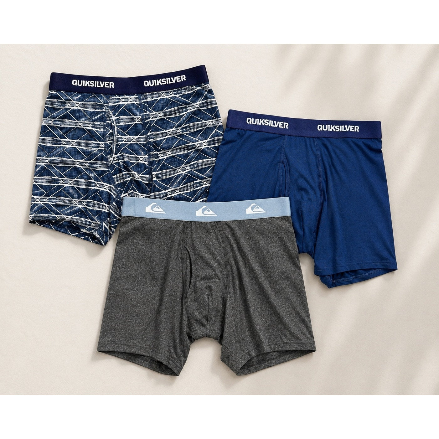 Quiksilver Super Soft Fly Front Boxer Briefs 3-Pack in Multi — Size Small