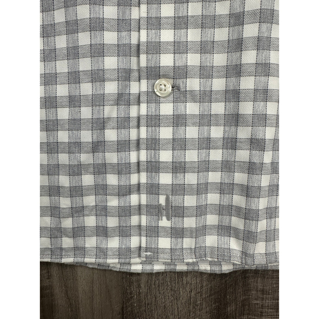 Johnnie-O Allworth Performance Checkered Long Sleeve Button Down in Light Gray — Size XL