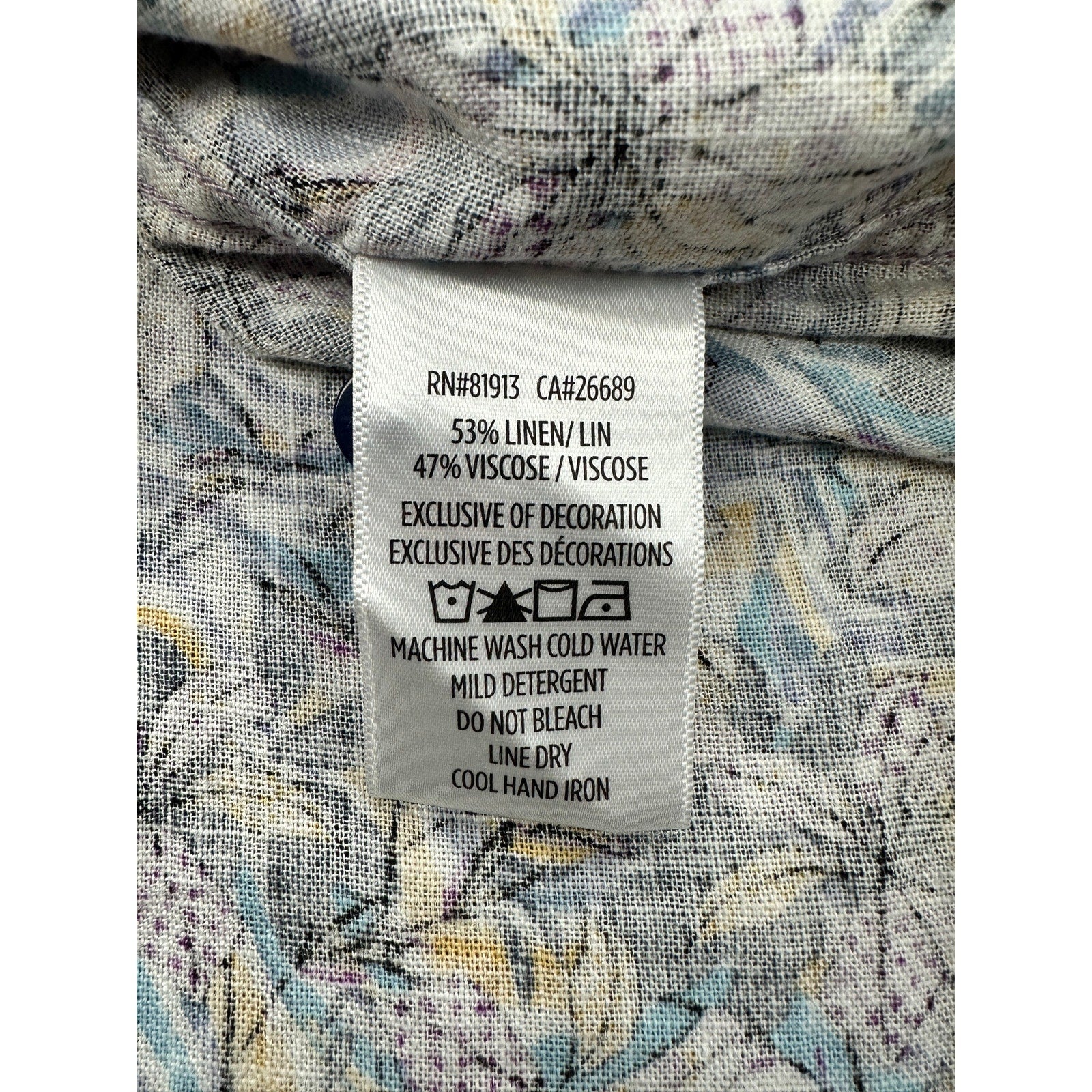Robert Graham Silverman Classic Fit Floral Linen Short Sleeve Shirt in Gray, Purple, Yellow, Slate Blue — Size Small