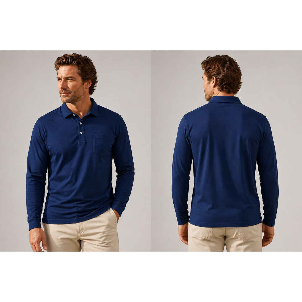 Polo Ralph Lauren Performance Classic Fit Long Sleeve Golf Polo in Navy — Size 2XL