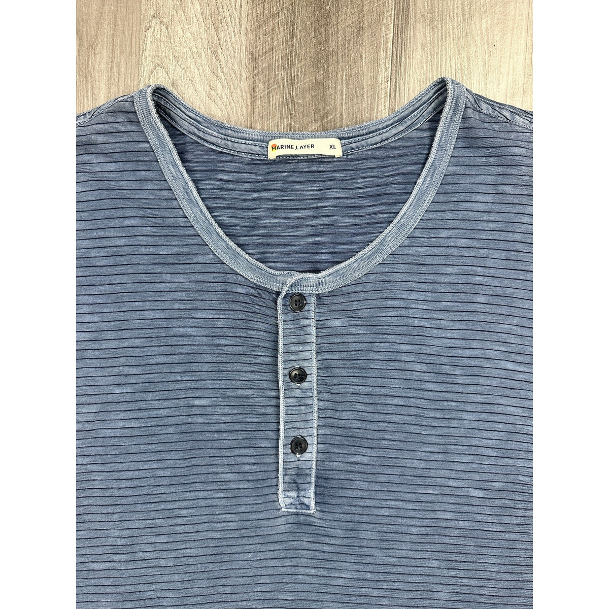 Marine Layer Respun Striped Vintage Washed Short Sleeve Henley Tee — Size XL // Preowned